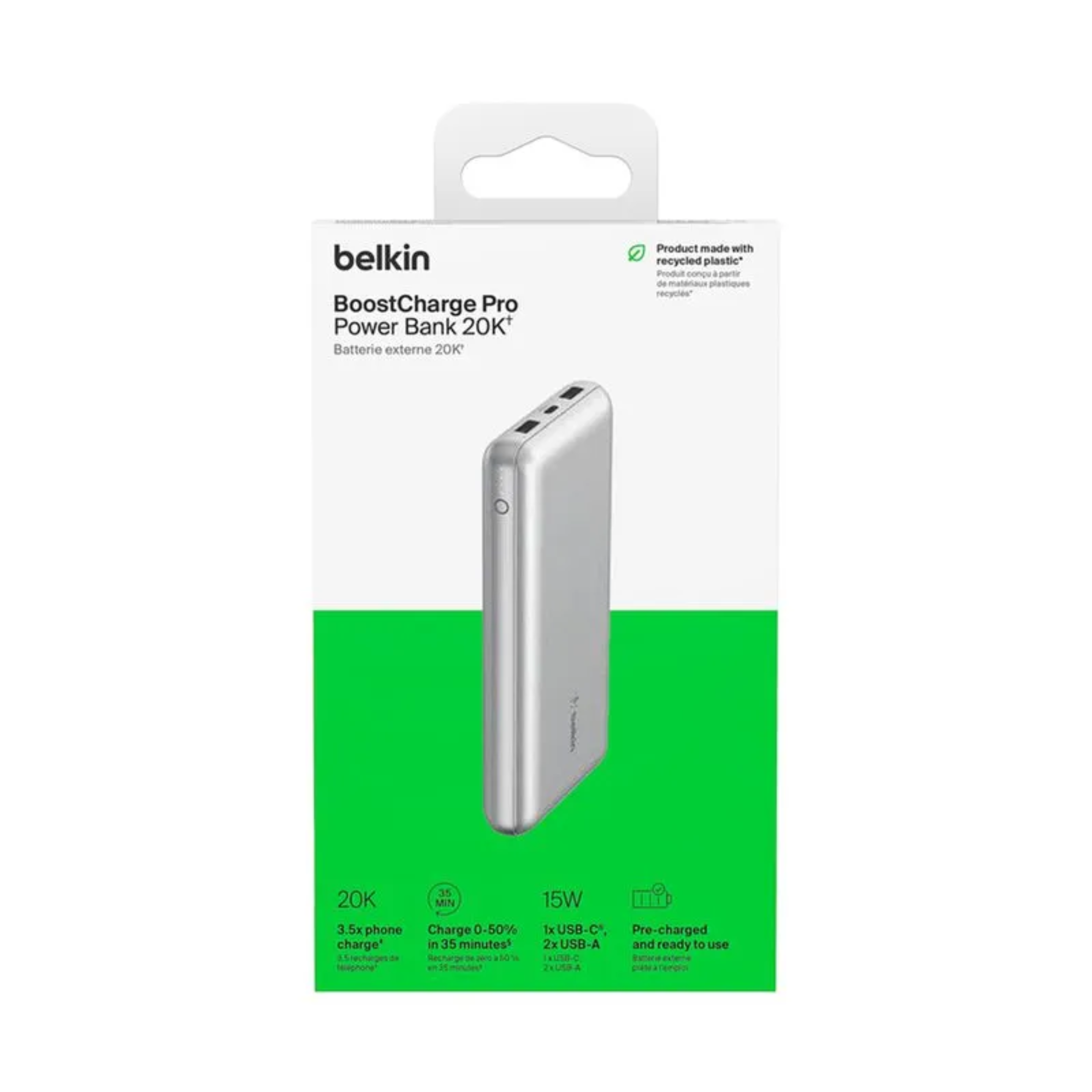 Power Bank Belkin 20000mAh USB-C/A Carga Rápida 15W
