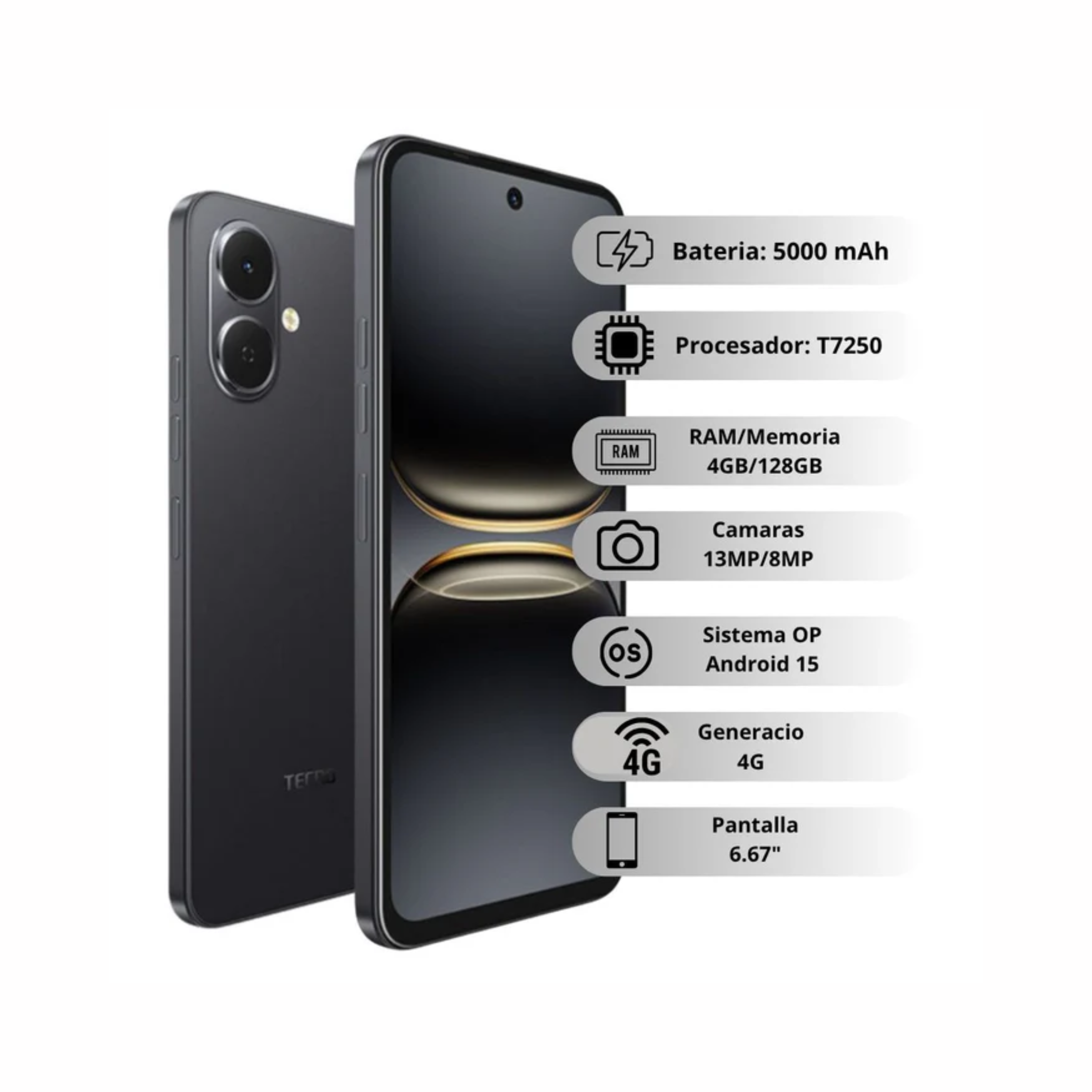 Tecno Spark GO 2 64GB + 3GB RAM Color Negro
