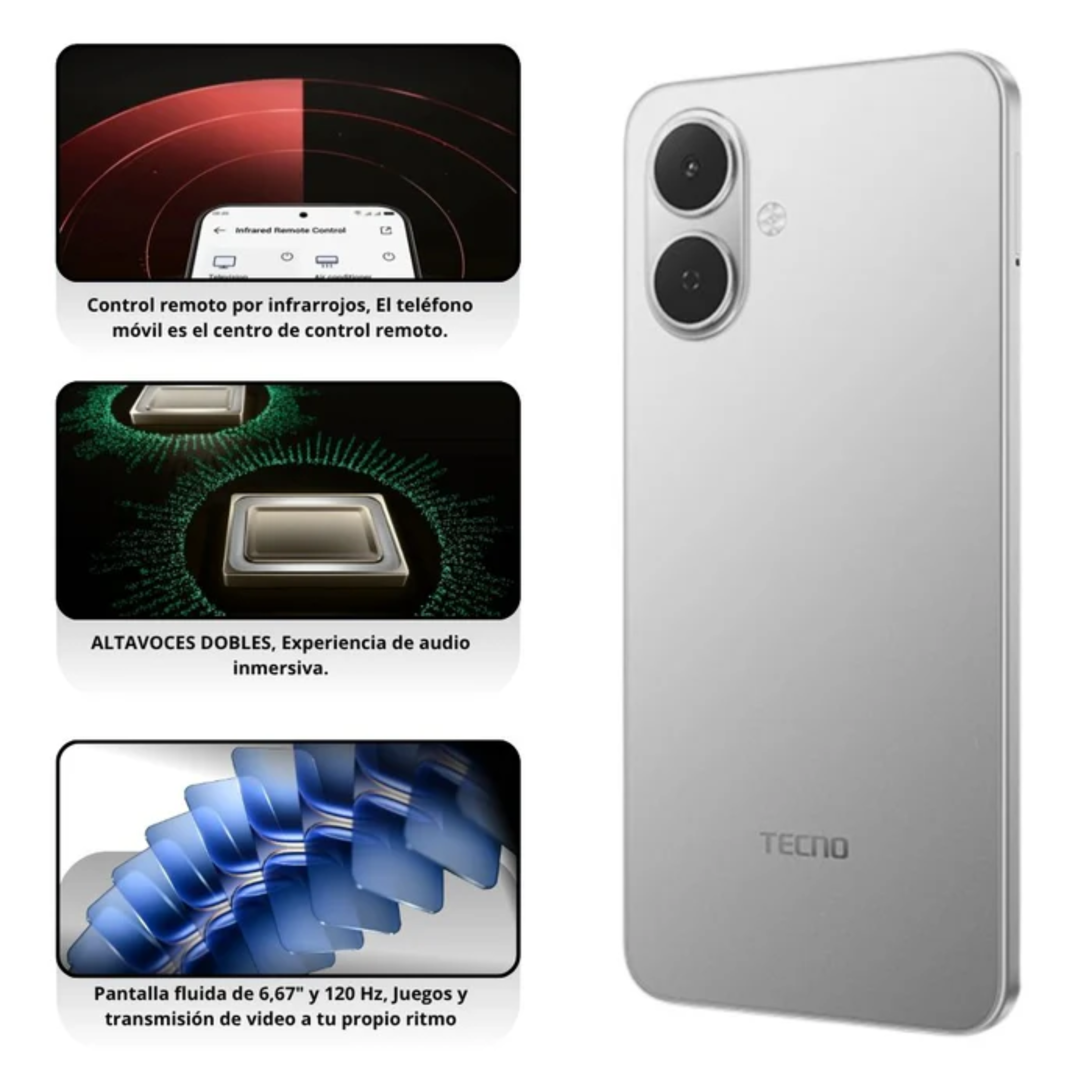 Tecno Spark GO 2 64GB + 3GB RAM Color Gris